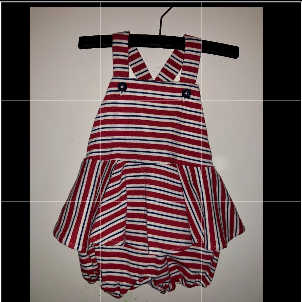 Ralph Lauren baby bubble romper red blue white 3 m